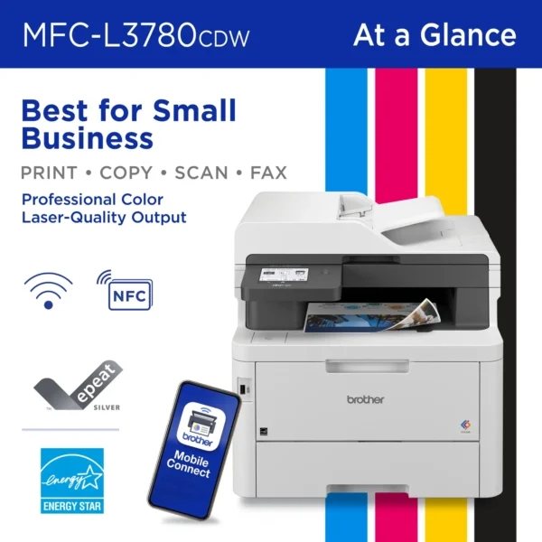 Brother - MFC-L3780CDW Wireless Digital Color All-in-One Printer with Laser Quality Output and Refresh Subscription Eligibility - White - Image 4