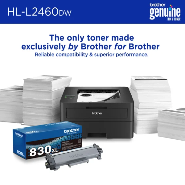 Brother - HL-L2460DW Wireless Black-and-White Refresh Subscription Eligible Laser Printer - Gray - Image 2